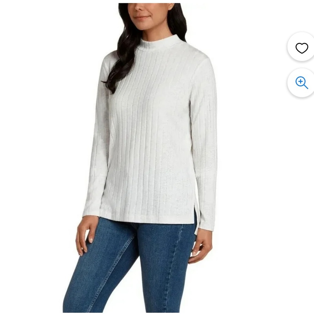 Matty M Women's Mock Neck Ribbed Tunic Top Sweater,